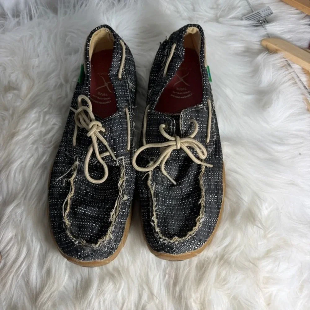 Twisted‎ X Mens EcoTWX Moc Toe Boat Shoes Black White MDM0074 11.5 M